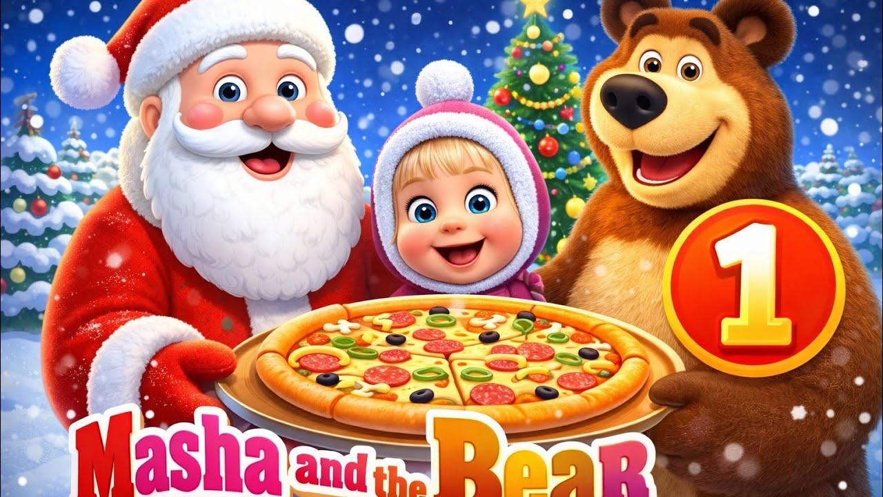 Masa and Bear Cartoon 🐻🎅 | Santa, Bus & Pizza Fun | Part 1