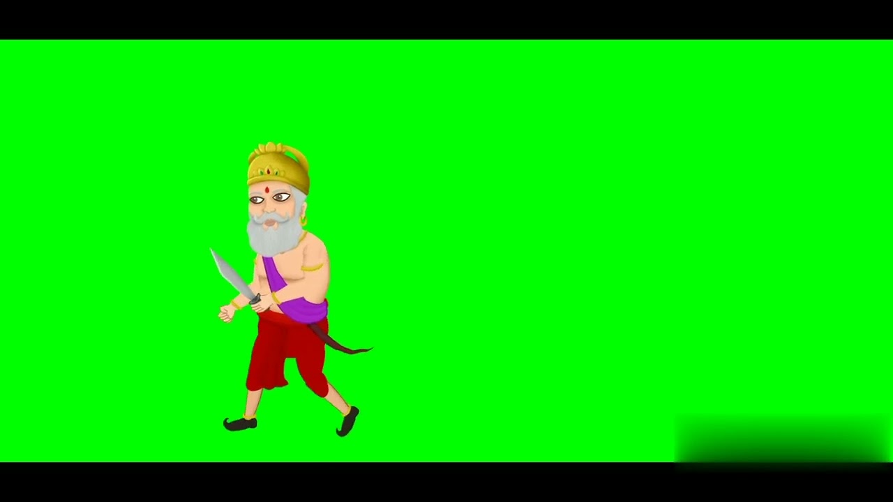 India King cartoon running/green screen cartoon 