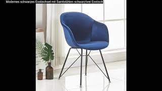 Modernes Schwarzes Esstischset Mit Samtstühlen Schwarzwei Esstisch