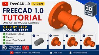 FreeCAD 1.1.1 Tutorial | Flange Model Step by Step | Pad, Pocket, Array & Chamfer | Part 1