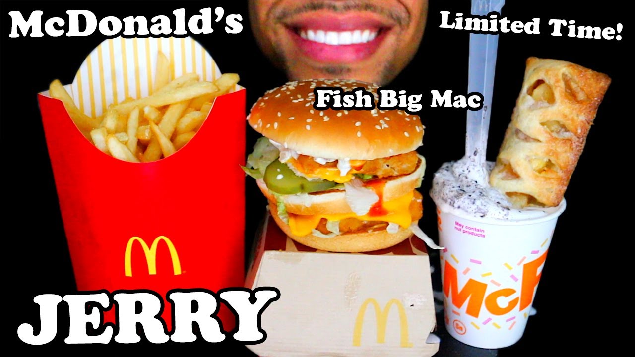 ASMR MCDONALD'S x JERRY MEAL COLLAB MUKBANG FISH BIG MAC LARGE FRIES ...