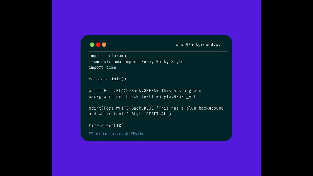Python colorama - Change text and background color - YouTube
