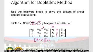 LU Decomposition - Doolittle's Method Part 1