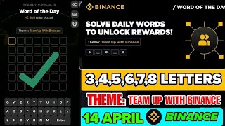 Theme Team UpWithBinance | Binance Crypto WODL Answers Today | All Letters WOTD screenshot 2