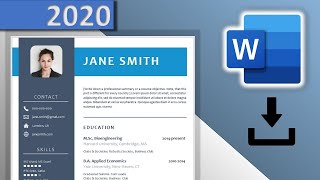 CV Template Word DOWNLOAD FREE ⬇ (2020)   Blue Resume Design with Icons ✪ DOCX ✪