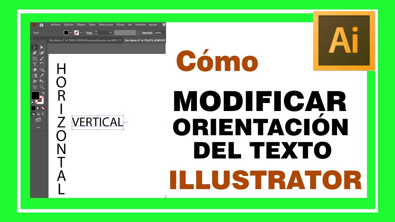 Convertir TEXTO HORIZONTAL en VERTICAL o viceversa en IILUSTRATOR  cambiar orientación del texto