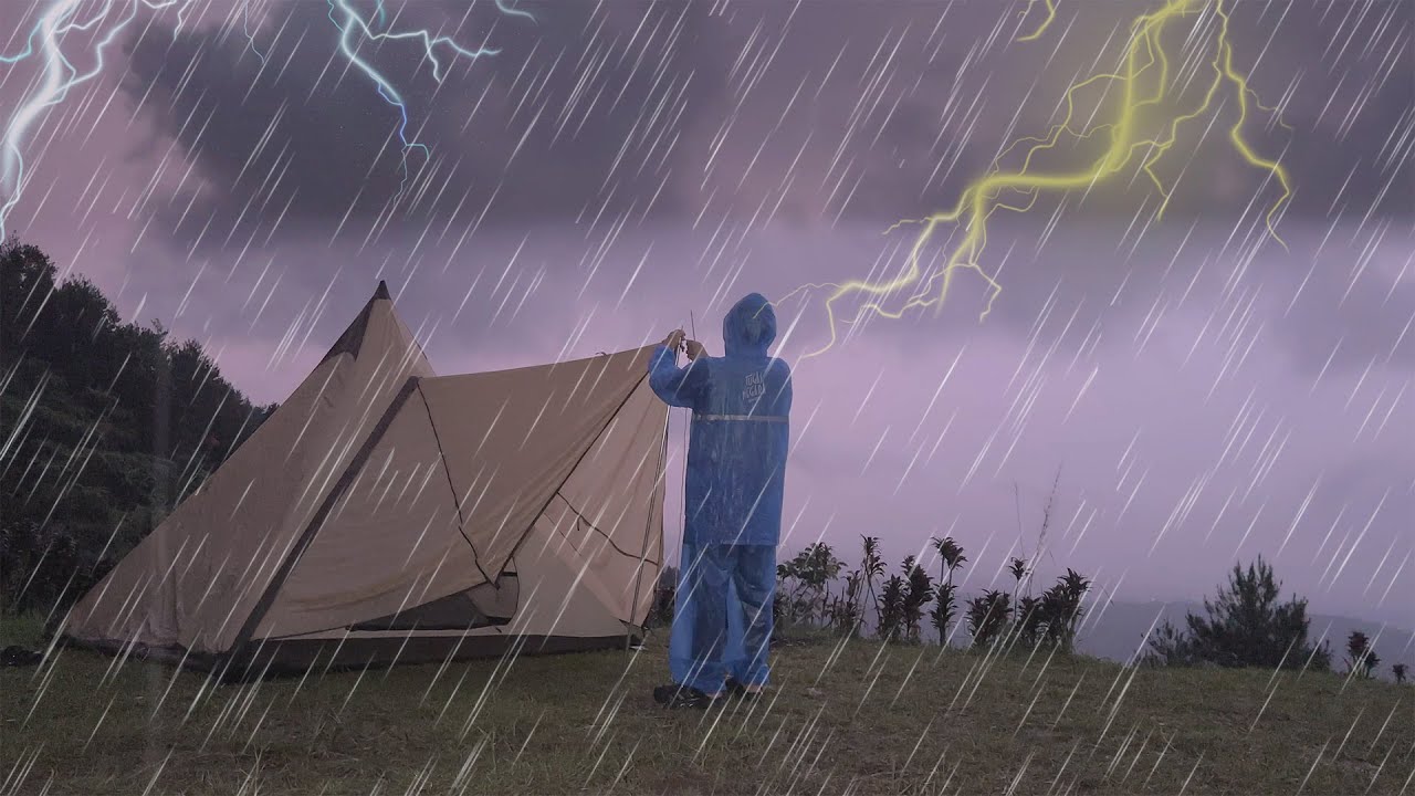 ⛈️ 3 DAYS SOLO CAMPING IN THUNDERSTORM AND HEAVY RAIN - RELAXING ...