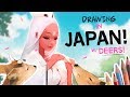 DRAWING MY CHARACTER IN JAPAN! (with Deers!)
