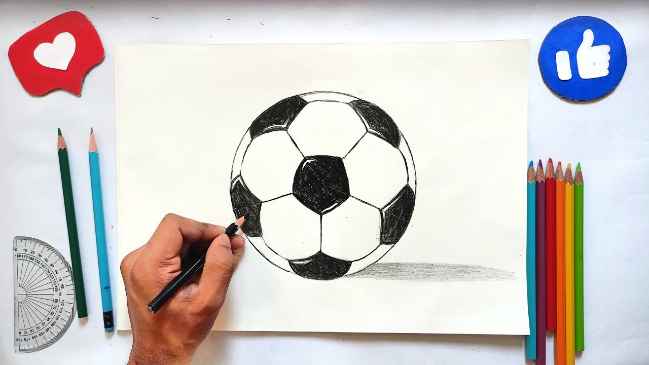 Easy Football Drawing Step by Step By Sketch Shoot YouTube
