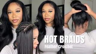 MOST VERSATILE FEATHER CROTCHET INSTALL EVER | Light Yaki Feather Crotchet | Hot Braids Hair