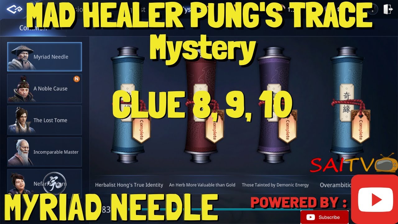 MIR4 MYRIAD NEEDLE: MAD HEALER PUNG'S TRACE MYSTERY QUEST - CLUE 8, 9, 10