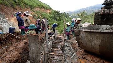 Cầu Cáng Dào ( T 125 )| Tiến độ thần tốc ghép cốp pha xây xong tường đá cống hộp quá chắc chắn