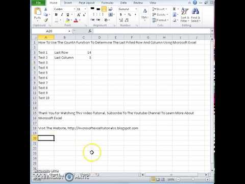 00124 - How To Use The CountA Function To Determine The Last Filled Row And Column Using Microsoft E