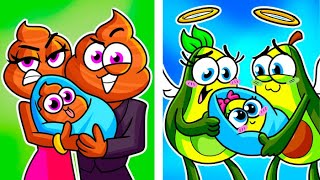 😇Good VS Bad Family 😈 Who Is The Best For Baby Avocado? || Avocadoo Comics Cartoon