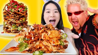 Guy Fieri's Trash Can Nachos in Las Vegas!! Super Cheesy Nachos w\/ Pulled Pork - Mukbang Food Review