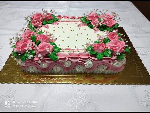 Δείτε πως έφτιαξα εύκολα μια πανέμορφη τούρτα με τριαντάφυλλα.