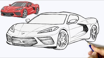 How To Draw Corvette C8 | Easy Car Drawing Tutorial | Step by Step Supercar Sketch 2025 🚘