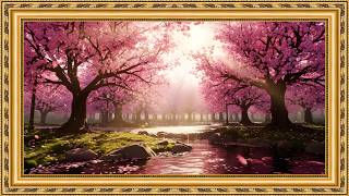 Beautiful Floral Spring Scenery | 4K Gold Frame Art TV Display