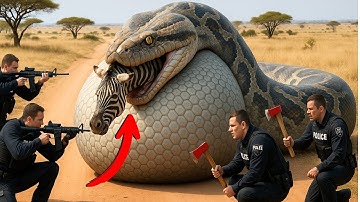 Rescue Team Faces Giant Python to Save a Trapped Zebra