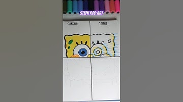 One Drawing BUT In 4 Different Styles With POSCA Markers! Part 2 ✨SpongeBob Squarepants✨ #shorts