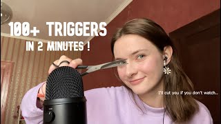 ASMR | 100+ TRIGGERS IN 2 MINUTES ! 🤩 (fast tapping, inaudible, mouth sounds and more !)
