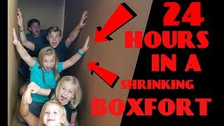 24 Hours In A SHRINKING Box Fort Challenge!!