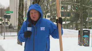 Jeff Gianola measures the snow, 4pm, February 12, 2021