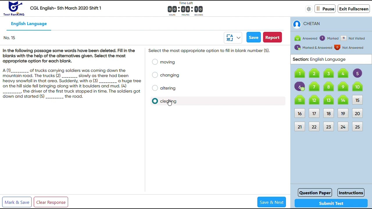 SSC ENGLISH PREVIOUS YEAR SECTIONAL SET 3