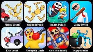 Roblox, Sprunki Survival, Ragdoll Dummy, Ragdoll Break, Kick the Buddy, Annoying Uncle Punch, Kick