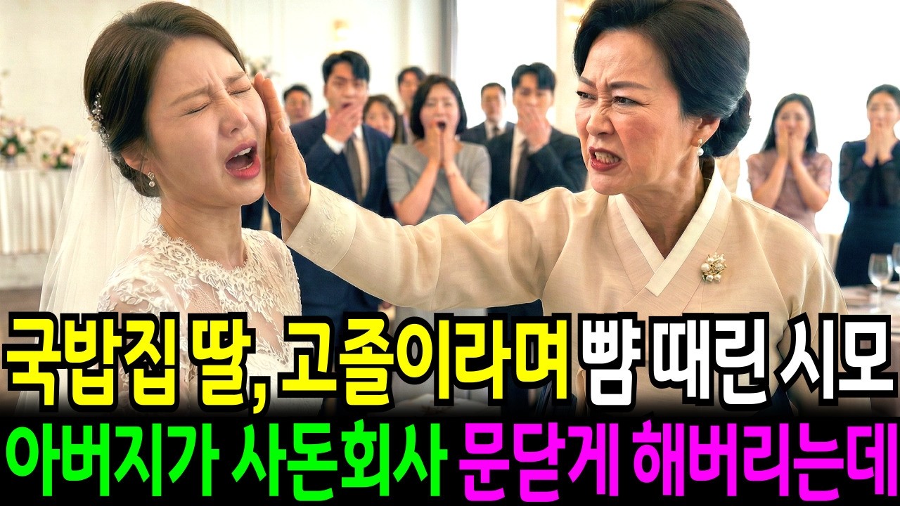 결혼식날 “국밥집 딸, 고졸 주제에” 라며 뺨 때린 시어머니, 아버지가 사돈댁 회사 문 닫게 해버리는데..ㅣ노후사연ㅣ인생사연ㅣ고부갈등ㅣ오디오북