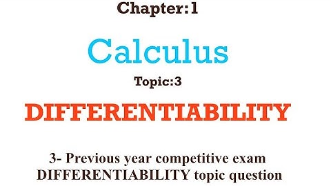Differentiability (Topic:3)-calculus ( Tamil) | poriyalaninpayanam