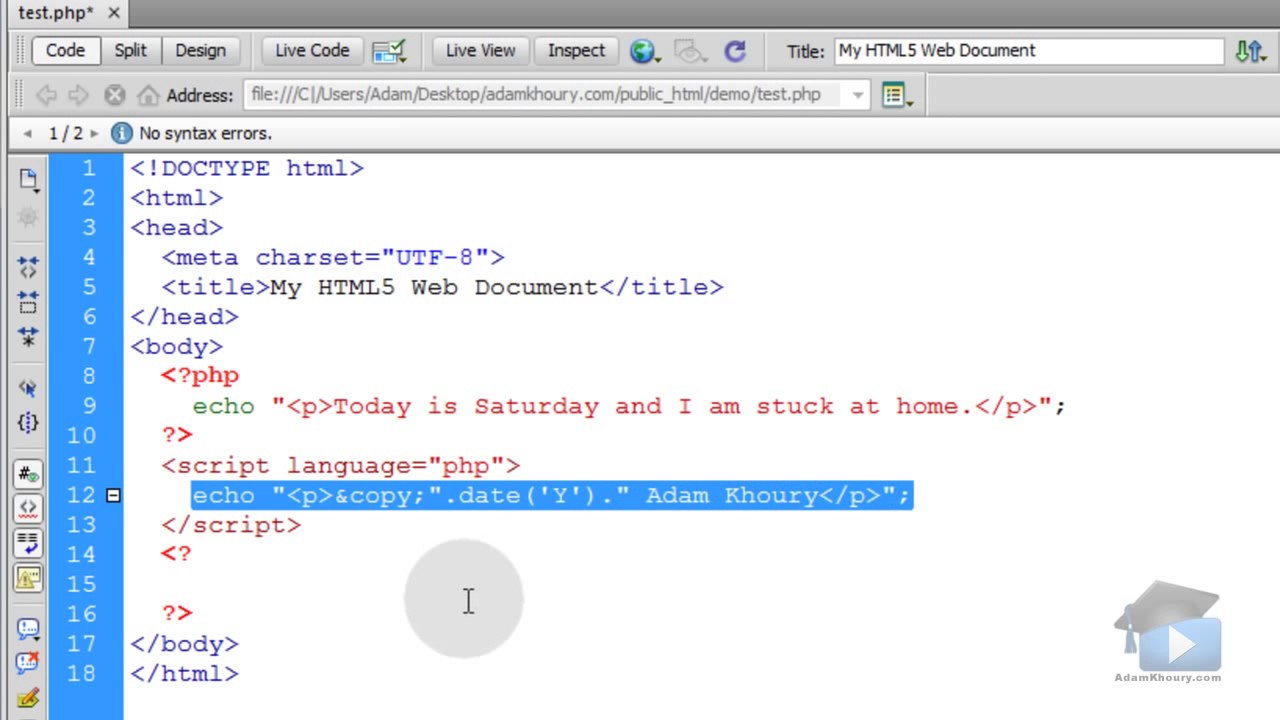 PHP Tutorial PHP Script Tags For Beginners - YouTube