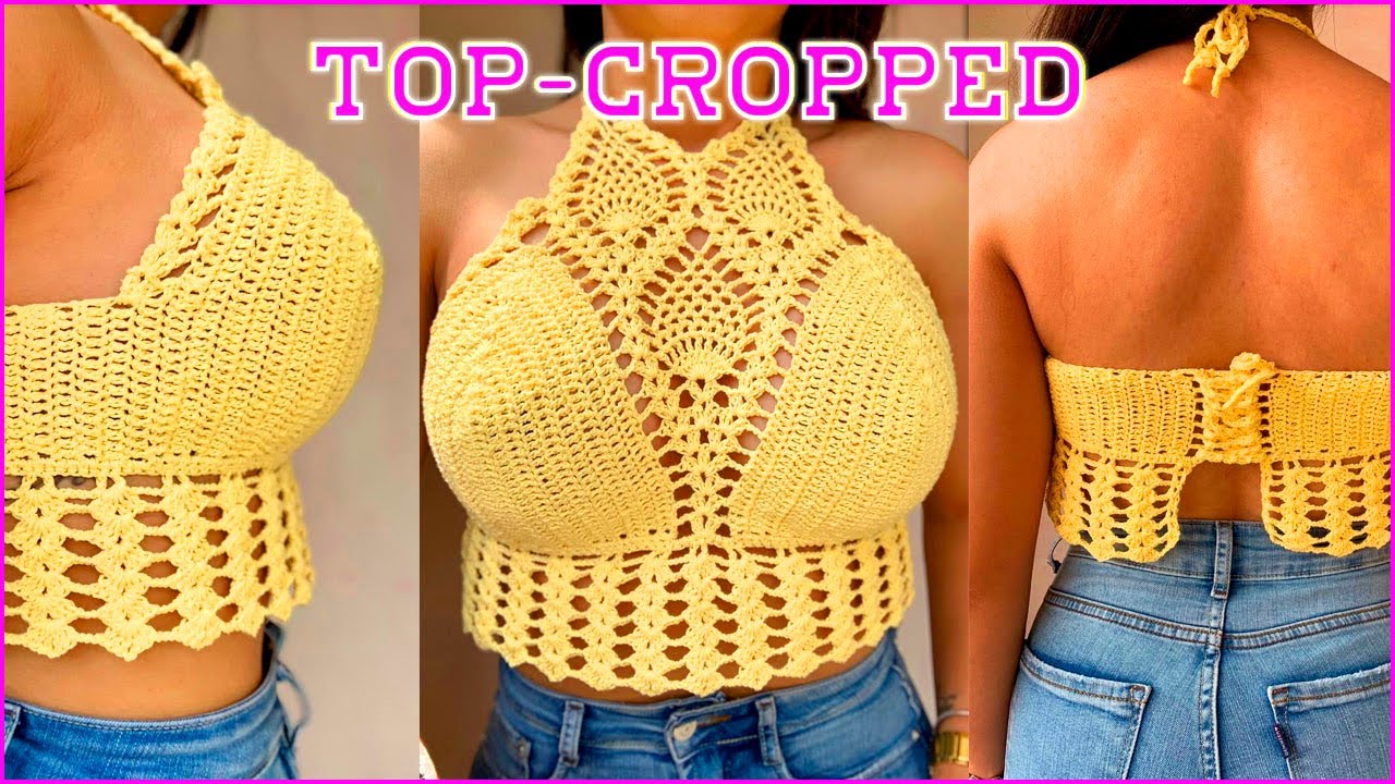TOP-CROPPED PONTOS ABACAXI EM CROCHE PASSO A PASSO SUPER FACIL
