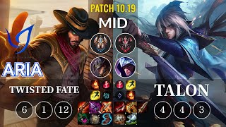 CGA Aria Twisted Fate vs Talon Mid - KR Patch 10.19