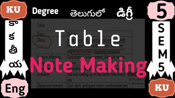 Note Making Table in Telugu I Kakatiya degree Sem5 English