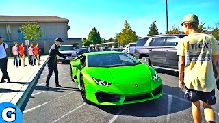 TOP 5 YOUTUBERS Picking Up Kids From SCHOOL in LAMBORGHINI