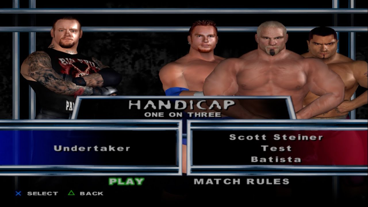 WWE SmackDown! Here Comes the Pain – Undertaker VS ScottSteiner,Test,Batista (HANDICAP)