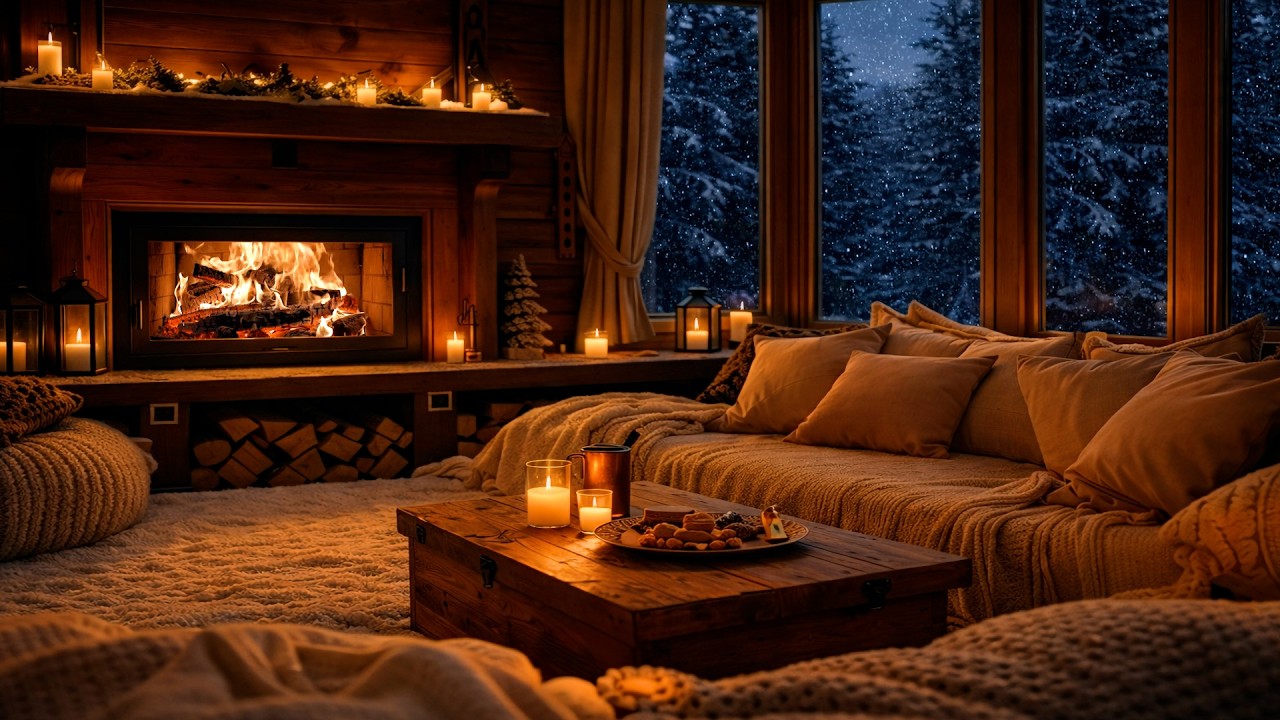 Peaceful Fireplace & Soft Piano Music | Quiet Moments for Stress Release | Healing