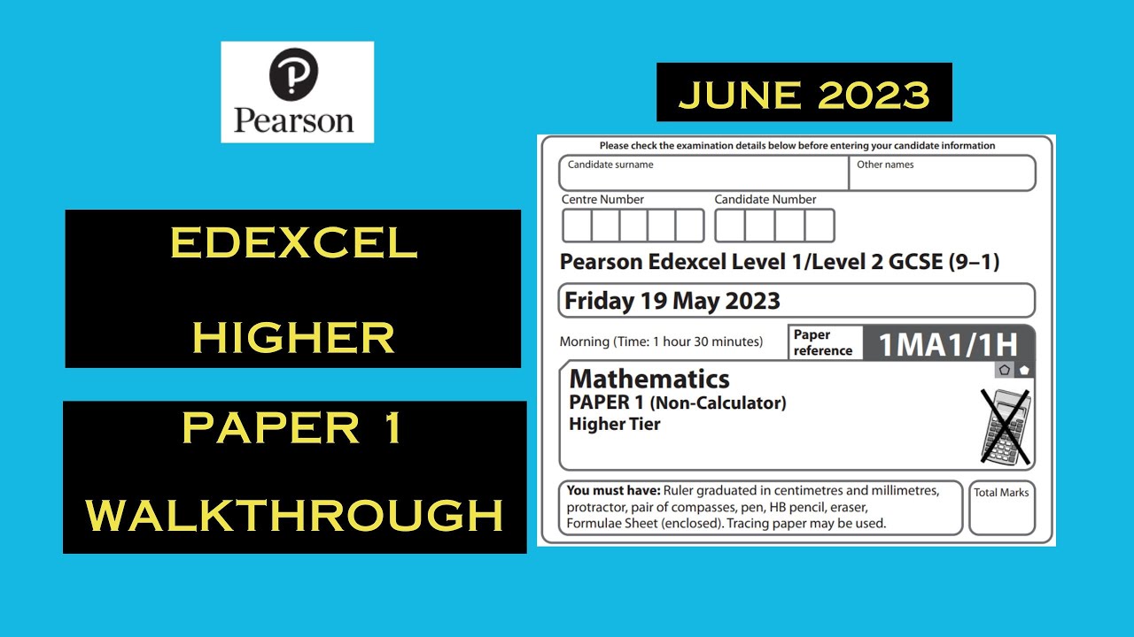 Edexcel GCSE Higher - June 2023 - Paper 1 - Comprehensive Maths ...