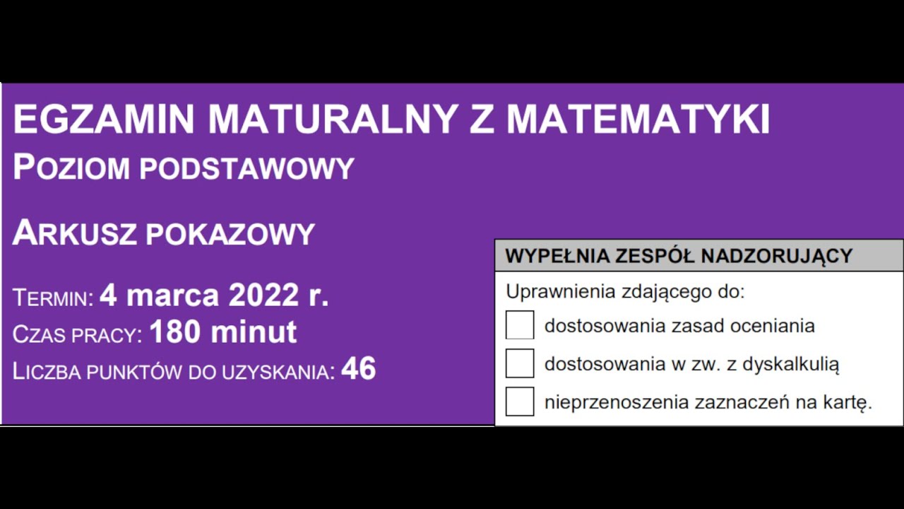 Egzamin Maturalny Z Matematyki CKE 2022. Poziom Podstawowy. Arkusz