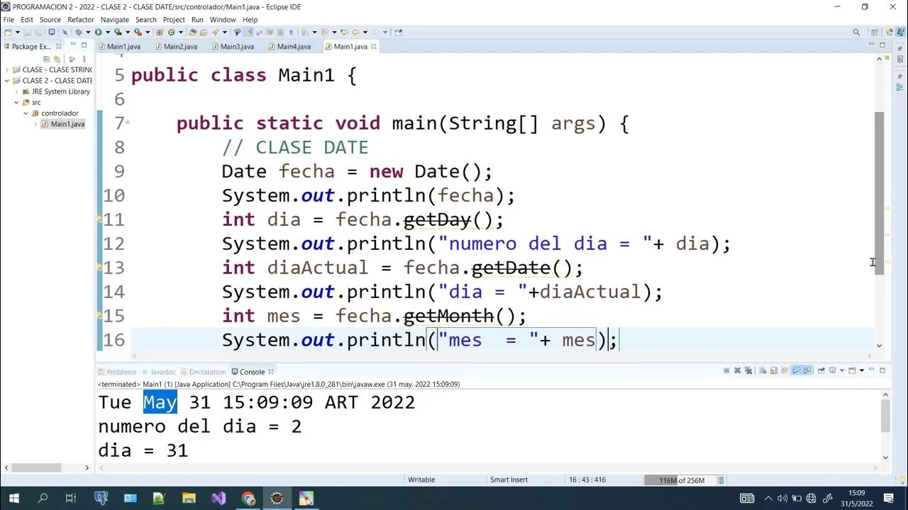 Clase Date en JAVA como obtener la fecha actual y dia mes y año - YouTube