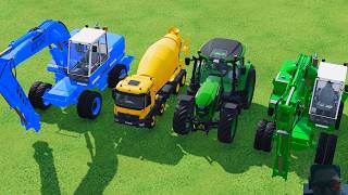 transporting excavator mixer truck tractors backhoe loaders beamng.drive game farming simulator 22 screenshot 1