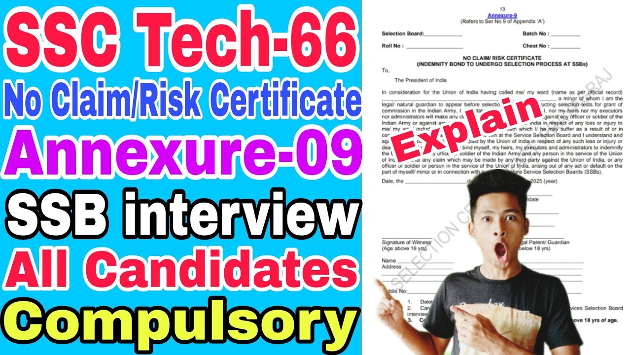 SSB Interview No Claim, Risk Certificate Important Document verification, SSB Interview Call up