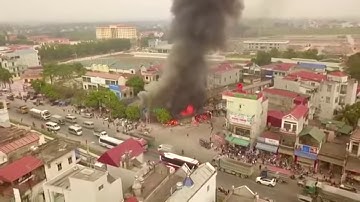 TOÀN CẢNH VỤ CHÁY LỚN TẠI THỊ TRẤN VÔI, LẠNG GIANG, BẮC GIANG