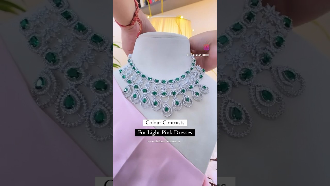 Colour contrast for light, pink dresses #Jewellery #Wedding #Viral  #AmericanDiamond #Shorts #reels - YouTube