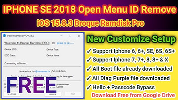 Broque Ramdisk Pro : Free iCloud bypass | iPhone SE 2018 Open Menu ID Remove iOS 15.8.3 | 2025