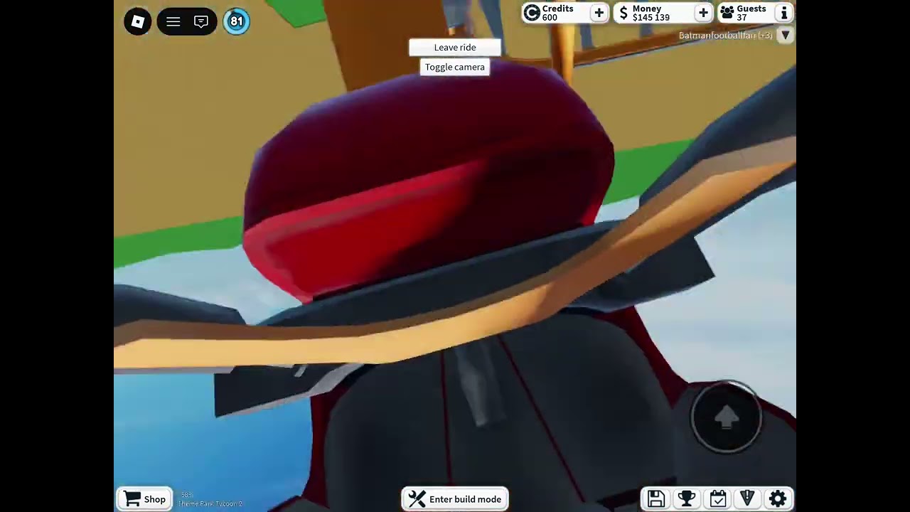 POV of a single rail coaster on theme park tycoon 2