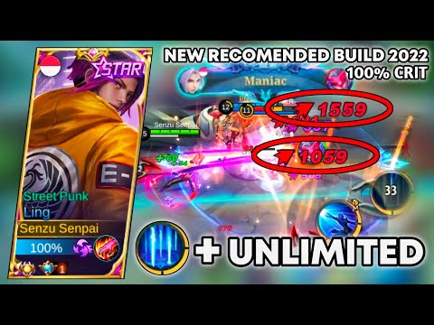 MANIAC!! LING 100% CRITICAL CHANCE BUFF & UNLIMITID COMBO | NEW BEST BUILD LING 2022 Mobile Legends
