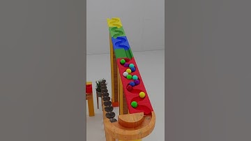 marble Run Race ASMR #3 Wooden Wave Course Colorful Marbles #marblerun #marblerunrace #asmr