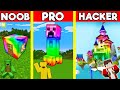RAINBOW HOUSE Build Battle In Minecraft - NOOB VS PRO CHALLENGE - Maizen Mizen Mazien Parody